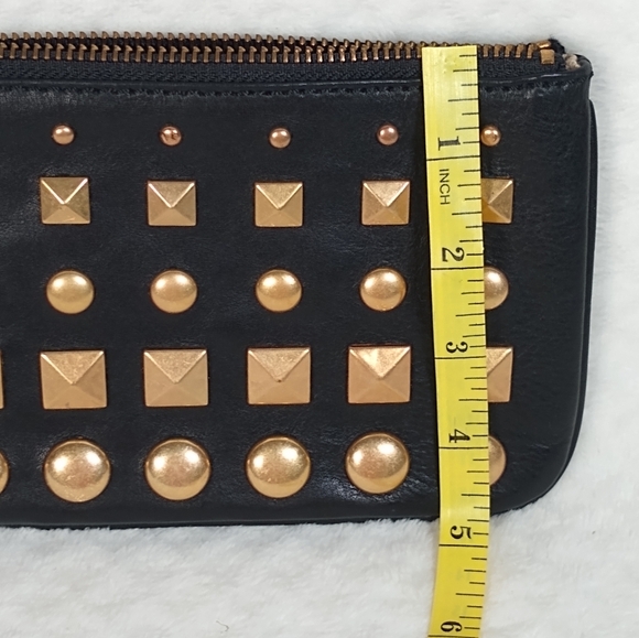 J. Crew Black and Gold Studded Leather Wristlet - Picture 7 of 8